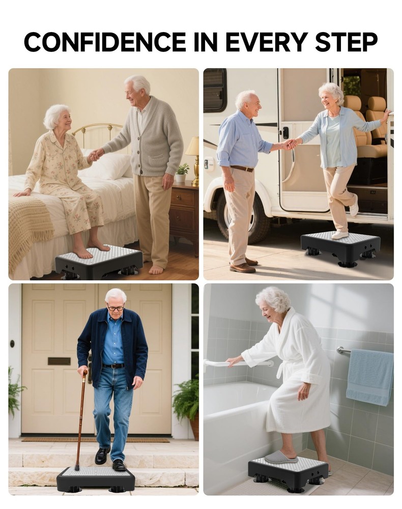 Adjustable Step Stool for Adults, Noctilucent Bed Step Stools, 600 LBS Capaci...