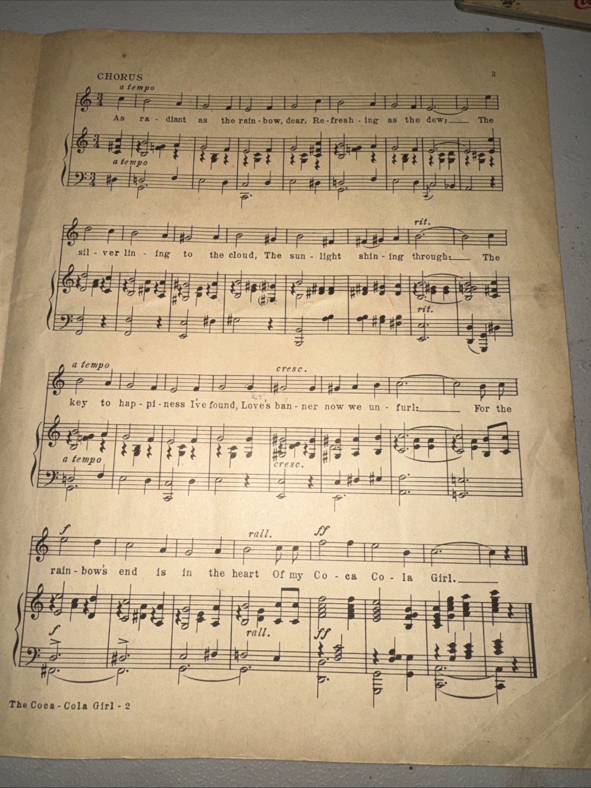 The Coca-Cola Girl 1927 Sheet Music Used with Free Shipping