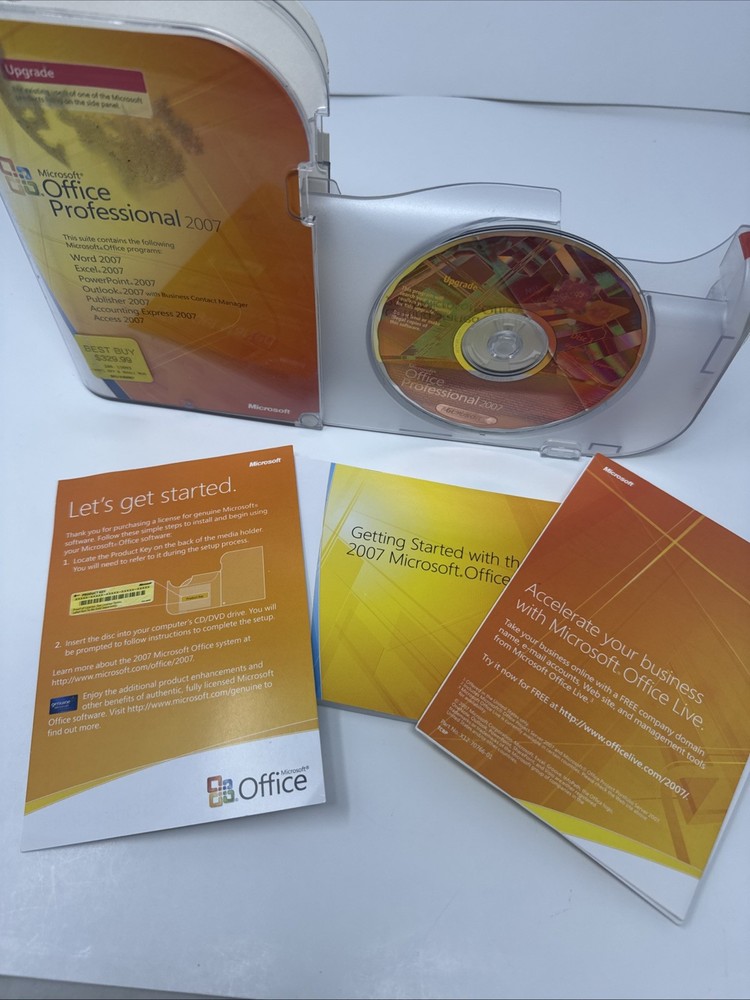 Microsoft Office Professional 2007 Upgrade Complete Windows Software w/Key