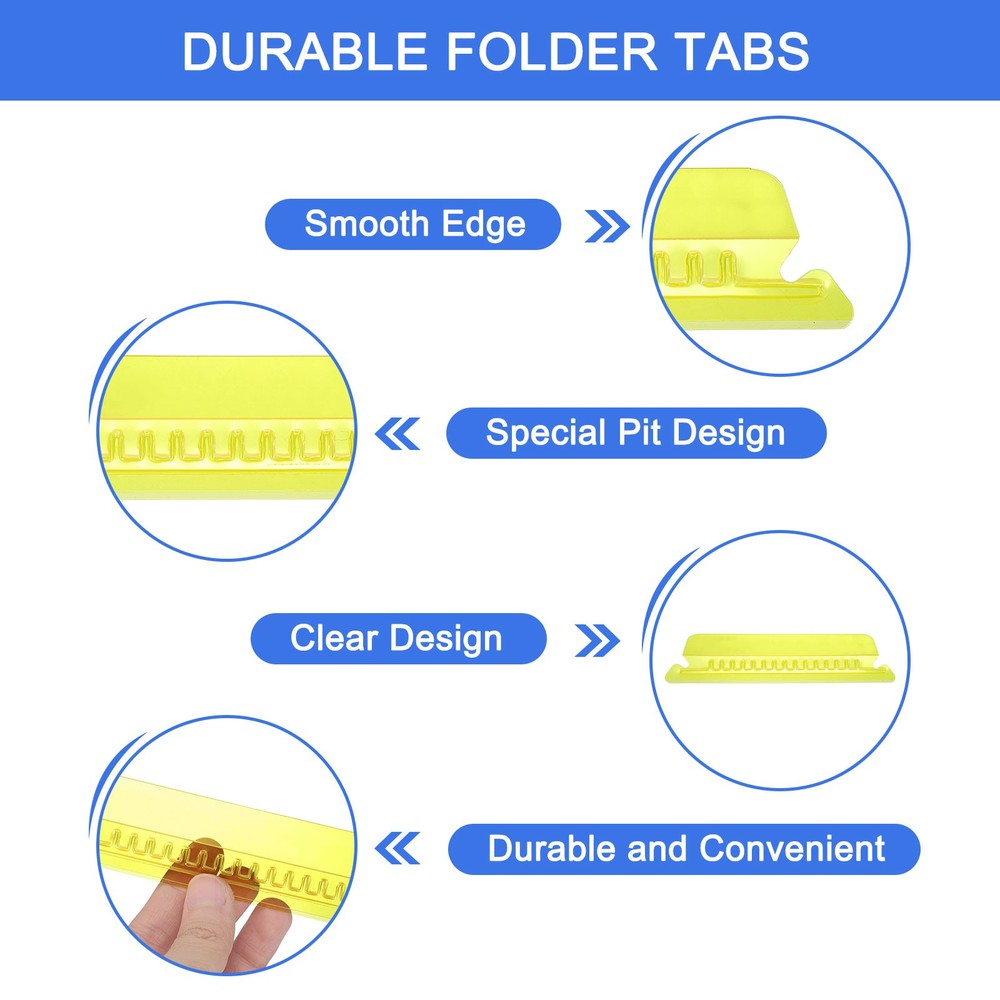 Hanging File Folder Tabs, 4 Inch File Folder Tabs and Inserts, Yellow, 150 Pcs