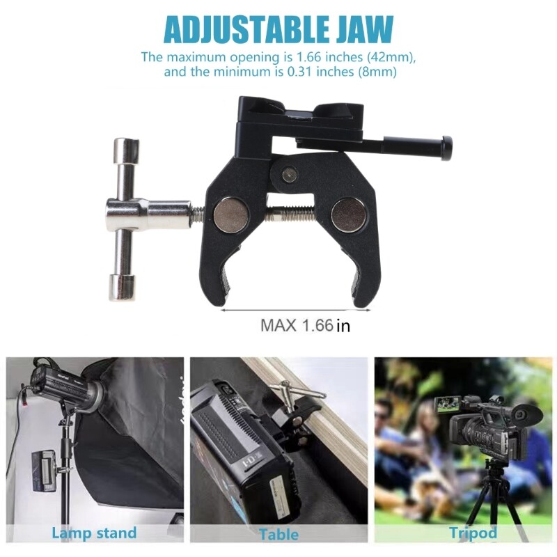 Multipurpose Metal Handled V Bracket for Mounting on Light Stands and Tables