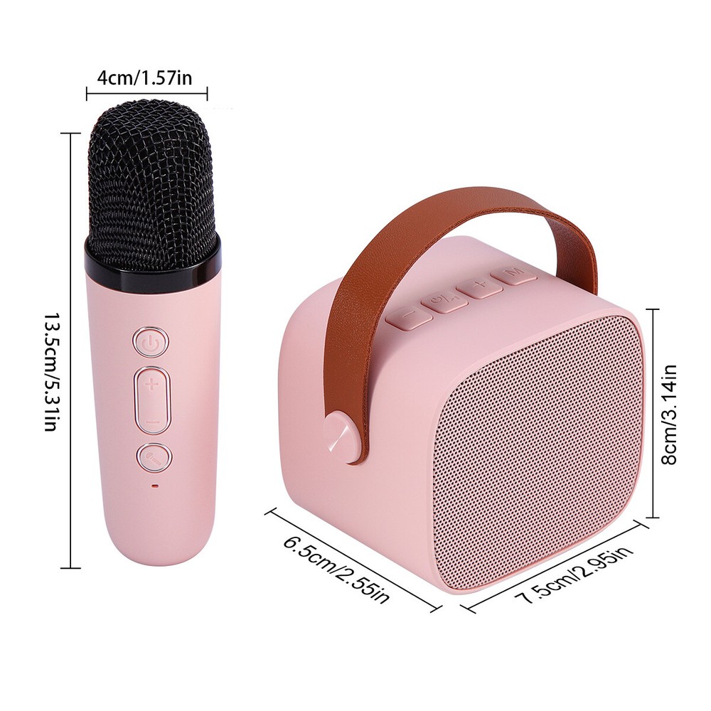 Mini Karaoke Machine W/ Wireless Handheld Microphone Bluetooth Speaker for Kids
