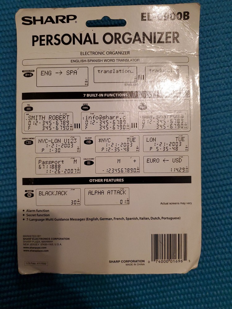 New-Sharp Electronics Personal Organizer English Spanish Translator EL-6900B