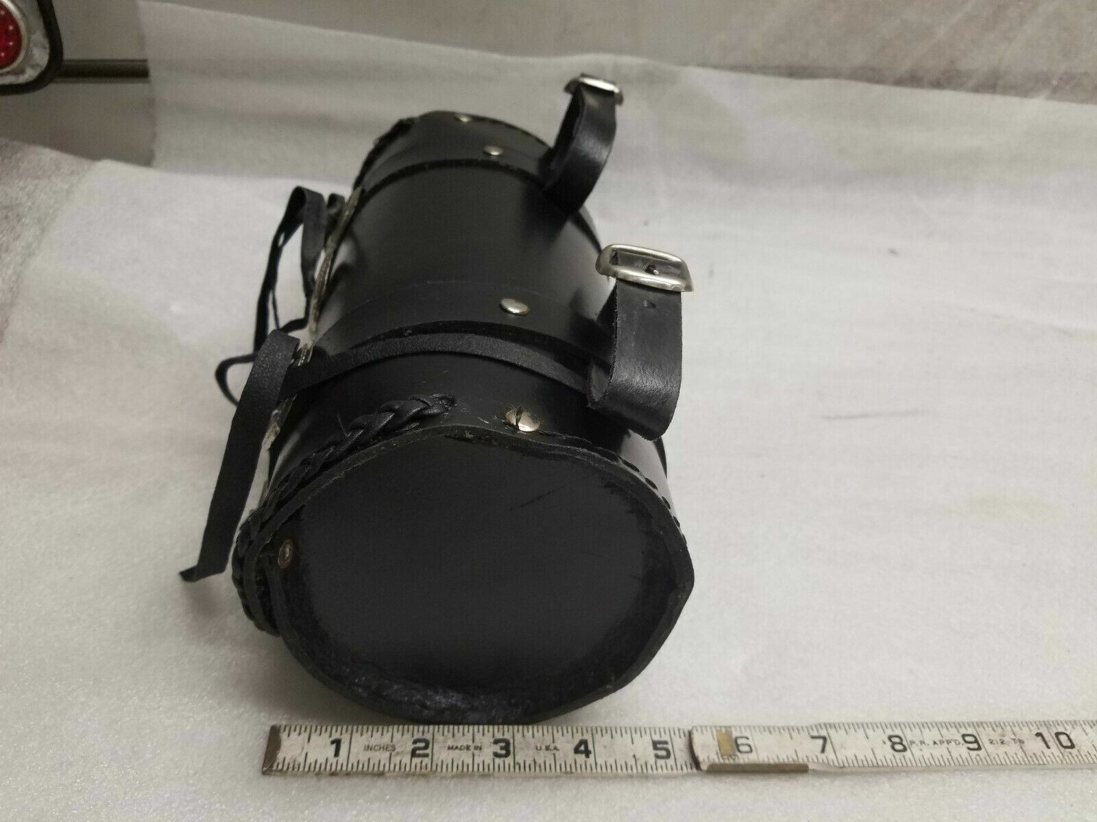 Leather Tool Roll Fork Bag Harley Honda Motorcycle 11x5 Conchos Sportster Vulcan