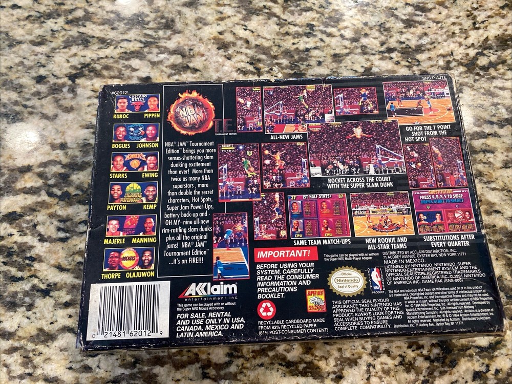 NBA Jam T.E. Tournament Edition (Super Nintendo | SNES) Authentic BOX ONLY