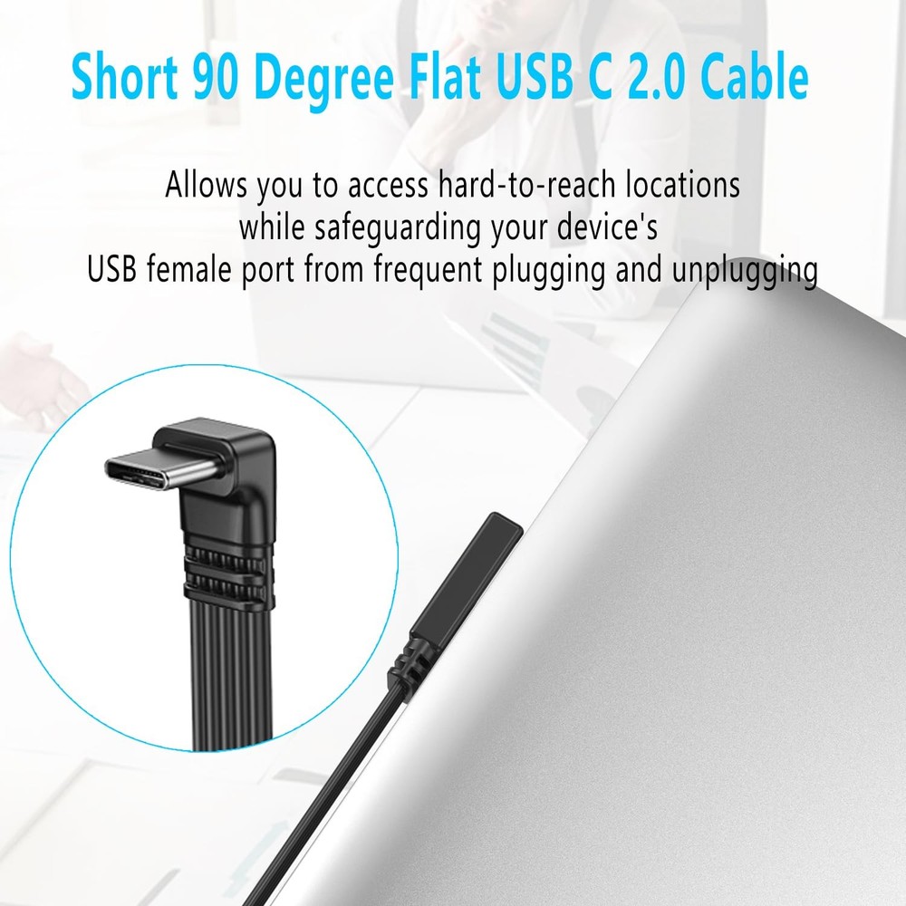 LANMINGLEL Short 90 Degree USB Type C 2.0 Flat Cable,PD 65W C Fast...