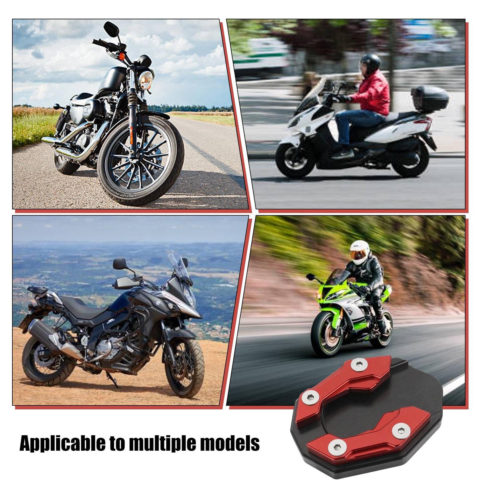 Universal Motorcycle Kickstand Base Plate Stand Pad Extension Foot Side Stand