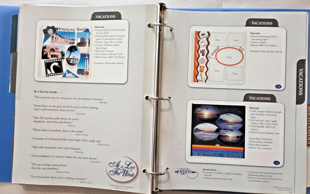 Creative Memories CM BLUE PAGE PATTERNS ORGANIZER BINDER FILLED OVER 200 PAGES