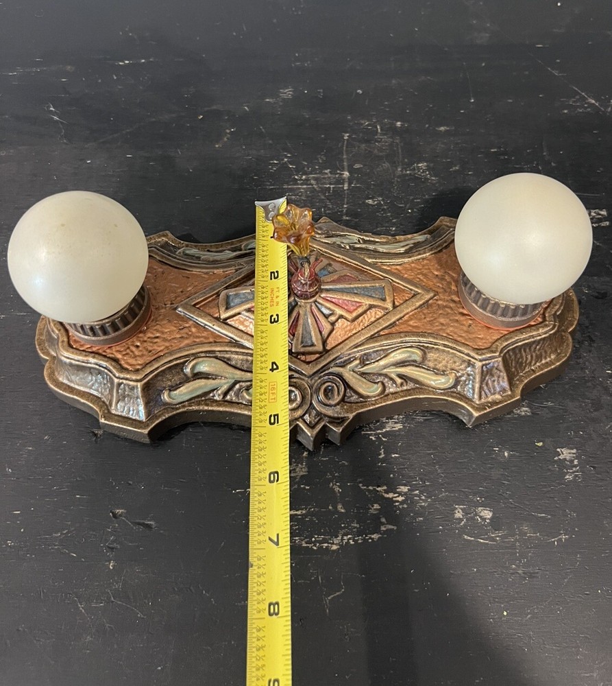 Antique Flush Mount Double Socket Fixture Nice 64C