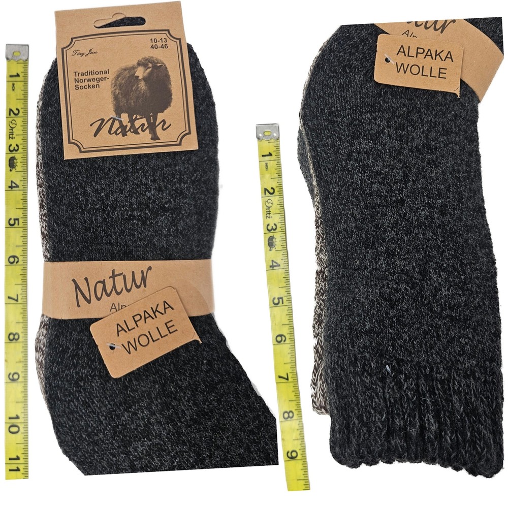 Men Wool Socks Winter Alpaca Solid Warm Boot Casual Thermal Thick 10-13 6-Pack