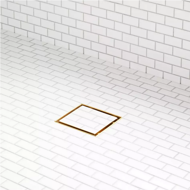 6" Cohen Square Tile-In Shower Drain - Brushed Gold