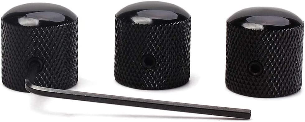 Black Metal Guitar Control Knobs - Volume/Tone Dome Knobs (Set of 3)