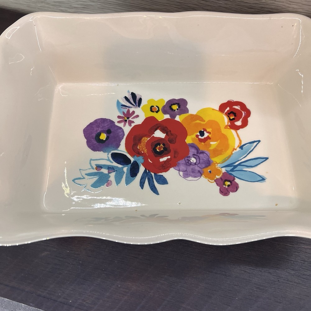 Pioneer Woman MINT 2-Piece Rectangular Ruffle Top Ceramic Bakeware Set