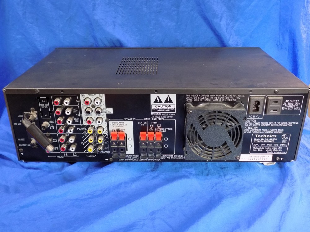 Technics SA-AX530 AV Control Stereo Receiver 80w x5 Multi Channel Remote Bundle