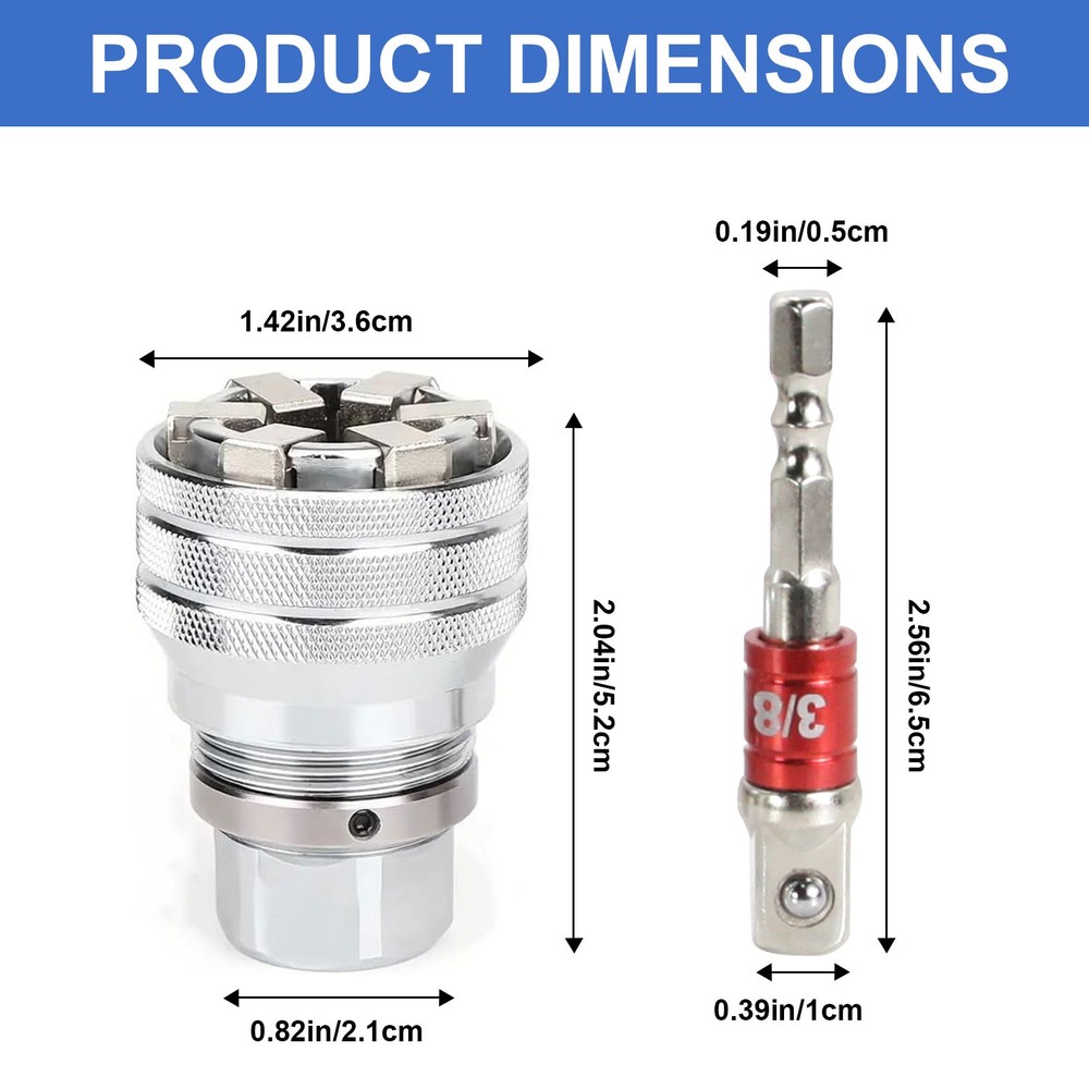 10-19mm Universal Socket Tool Adjustable Multifunction Wrench Sleeve Adapter Kit