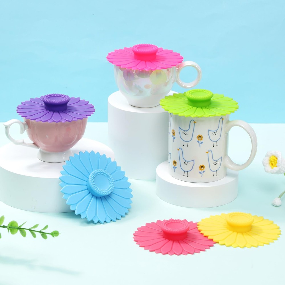 Hoolerry 12 Sets Silicone Cup Covers Multicolored Bright Color