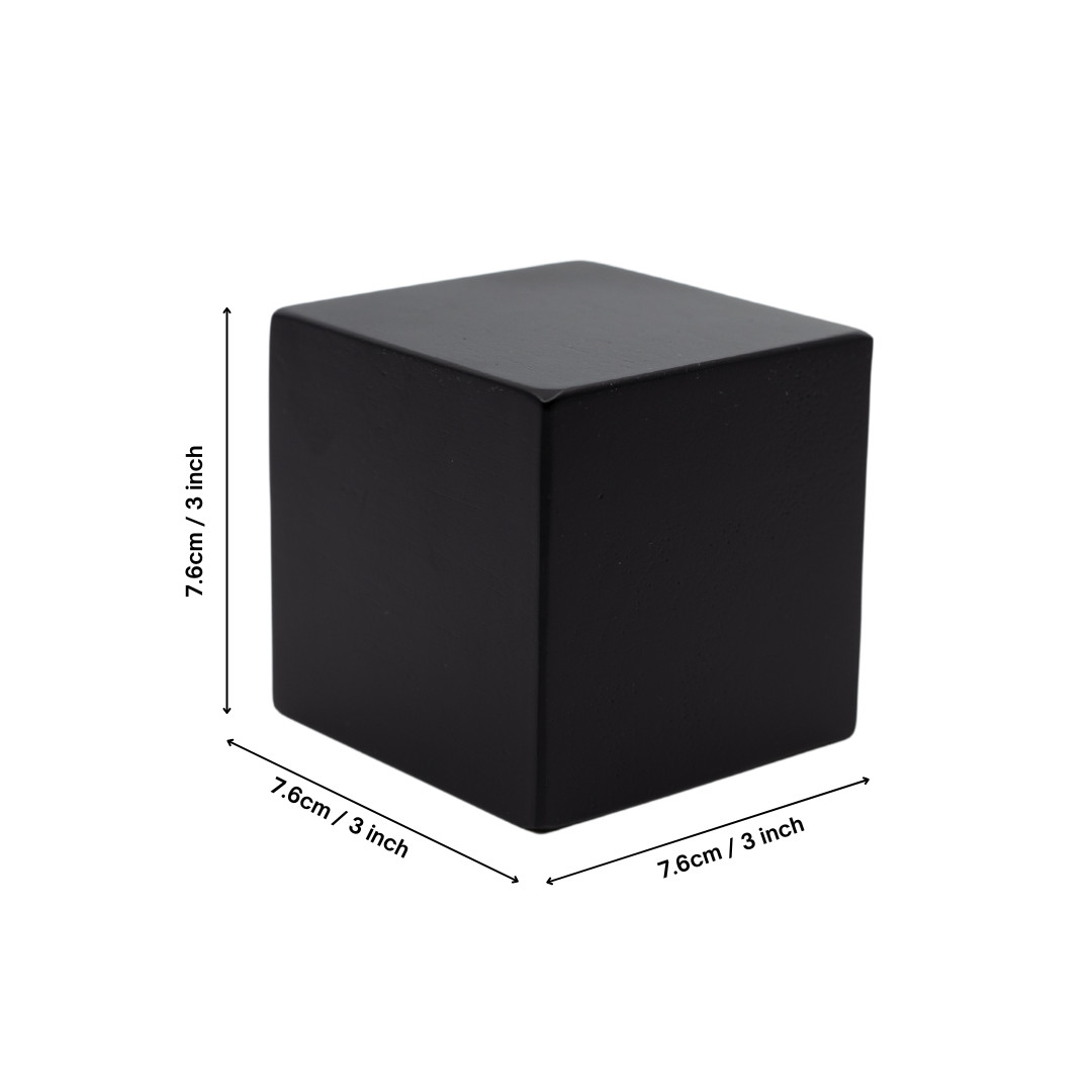 Black 3 Inch Solid Wood Block Cube 3x3x3 inches-riser, display, plant stand