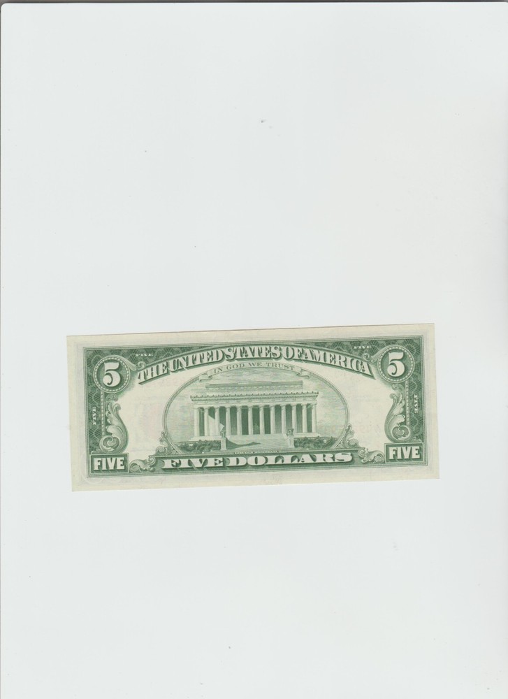 1963 Five Dollar RED Seal Note United States Note Old US Bill $5 UNC