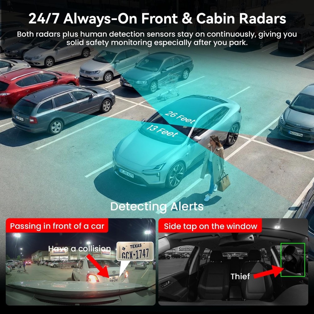 IIWEY 4G LTE Dash Cam Live-Streaming 2K Car Security Camera Front Inside GPS OBD