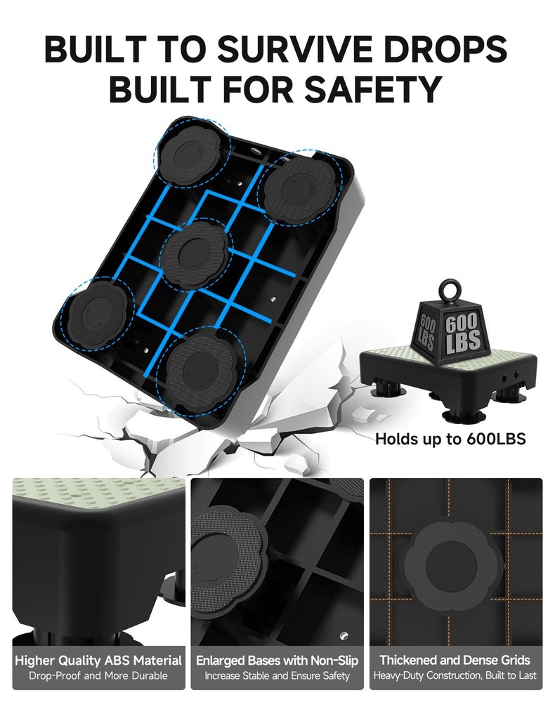 Adjustable Step Stool for Adults, Noctilucent Bed Step Stools, 600 LBS Capaci...