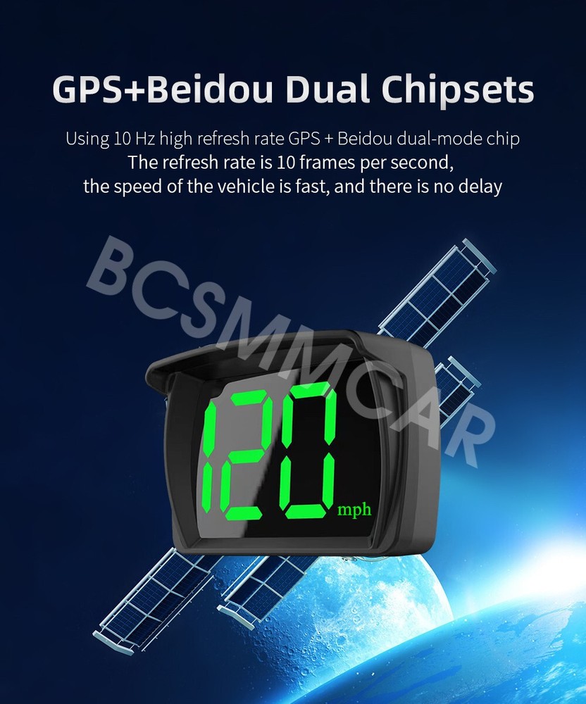 Car GPS Speedometer MPH HUD Head Up Display HD LED Display USB Cable Accessories