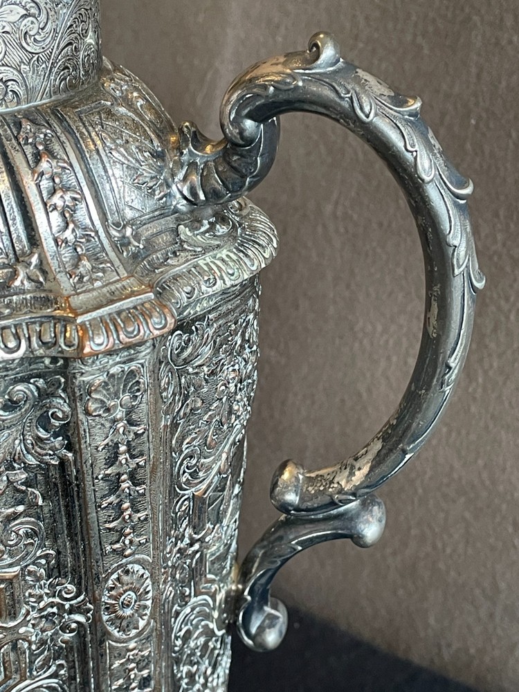 Silver Plate Cocktail Shaker Scenic Repousse, E G Webster & Son, Dutch Windmill
