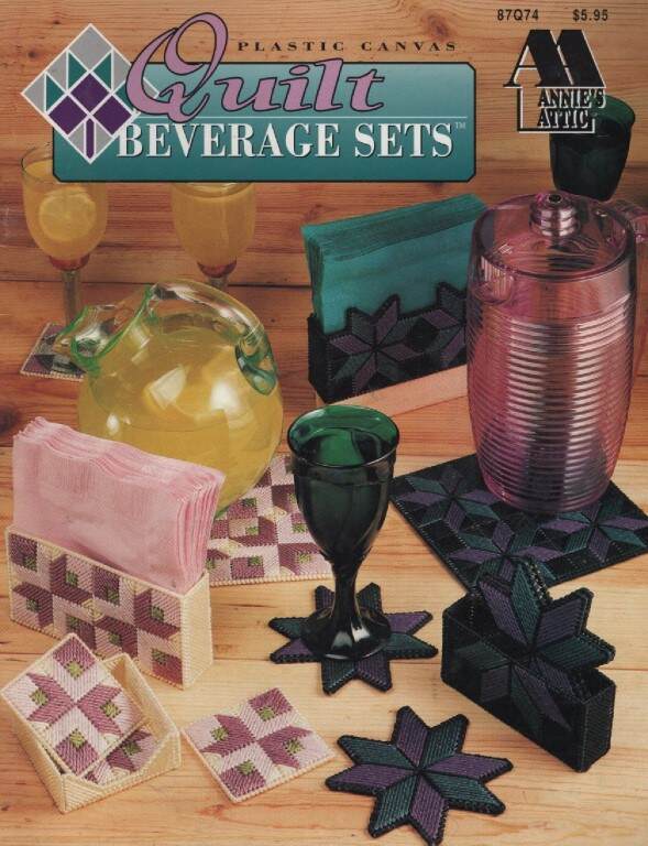 OOP!!! PLASTIC CANVAS QUILT BEVERAGE SETS 6 DESIGNS