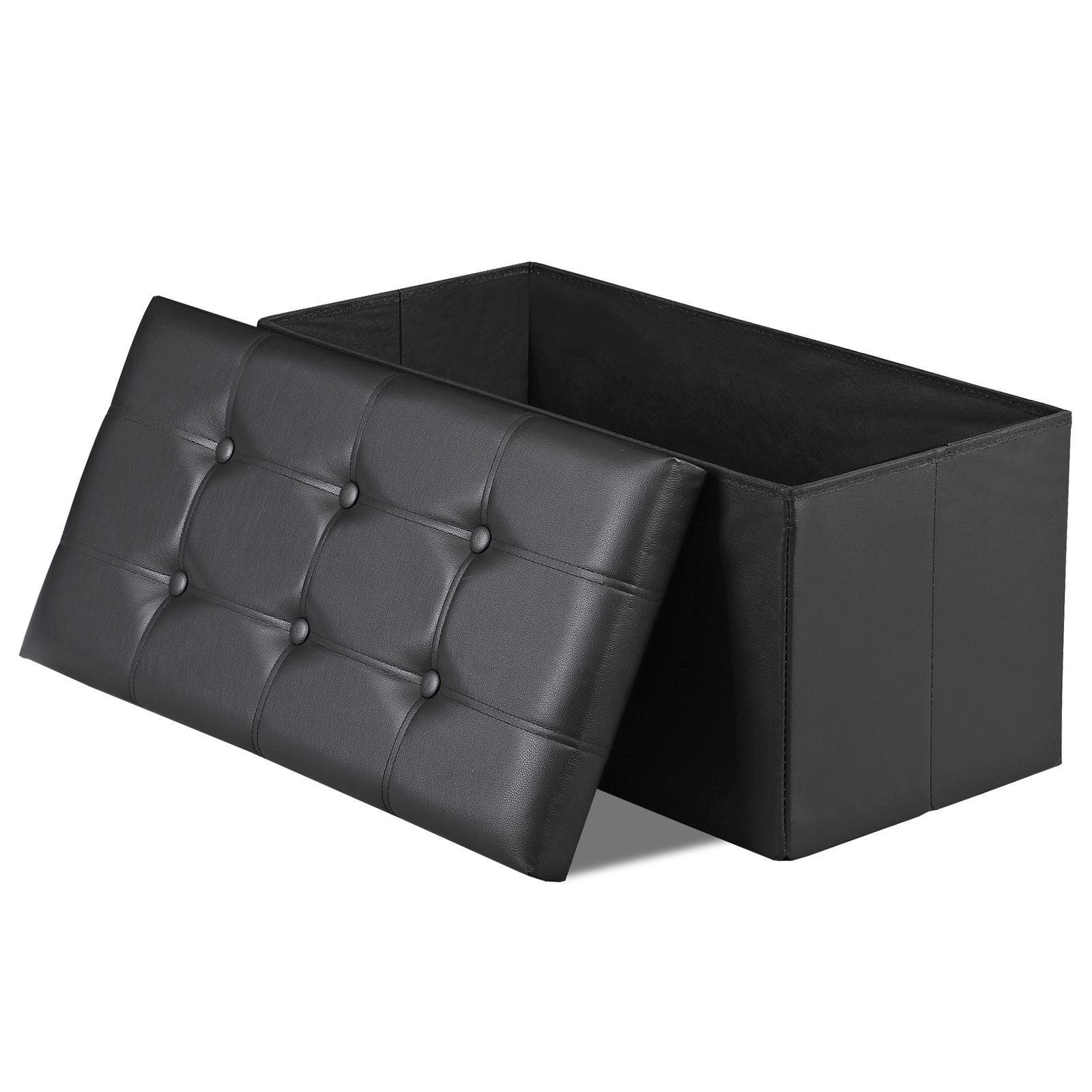 30" Storage Ottoman Bench Folding Footrest Stool Storage Chest Hold up to 350LBS
