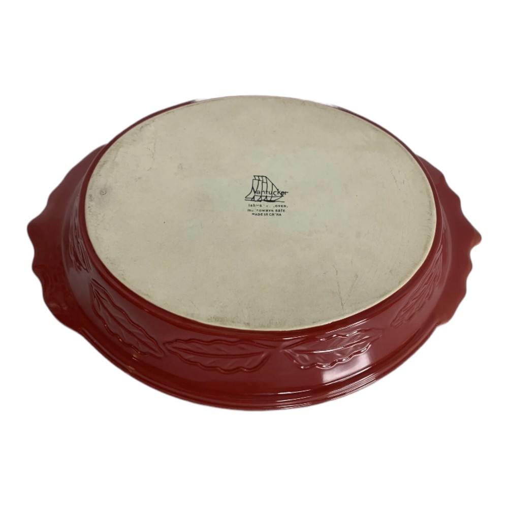 Nantucket 14" Oval Casserole Serving Dish with Handles Leaf Pattern Autumn Fall