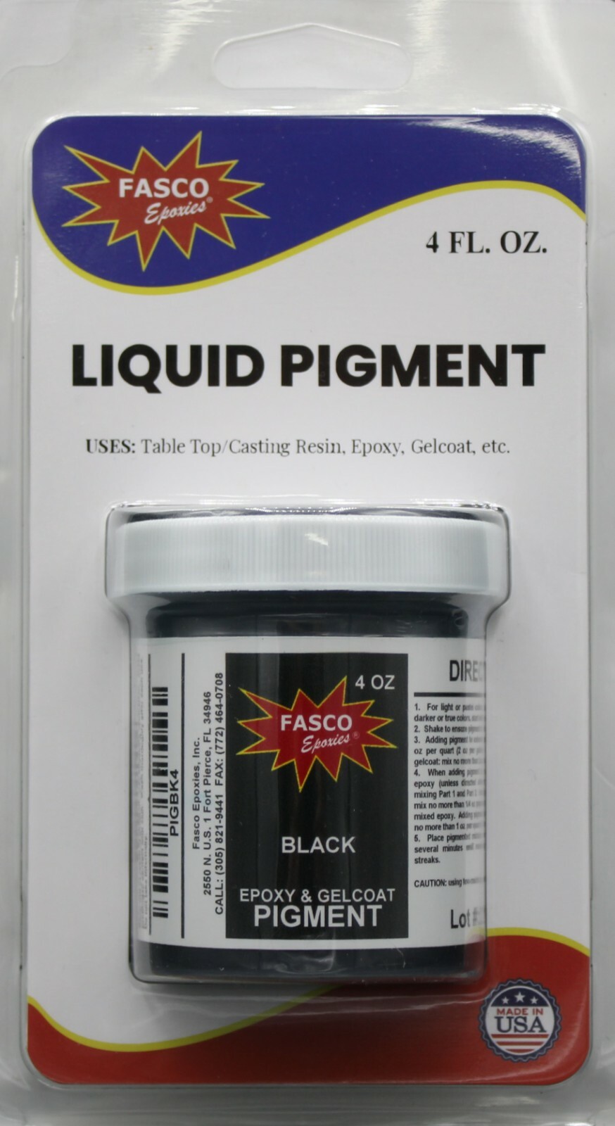 Black Pigment for Gel-coat and Epoxies (4 oz)