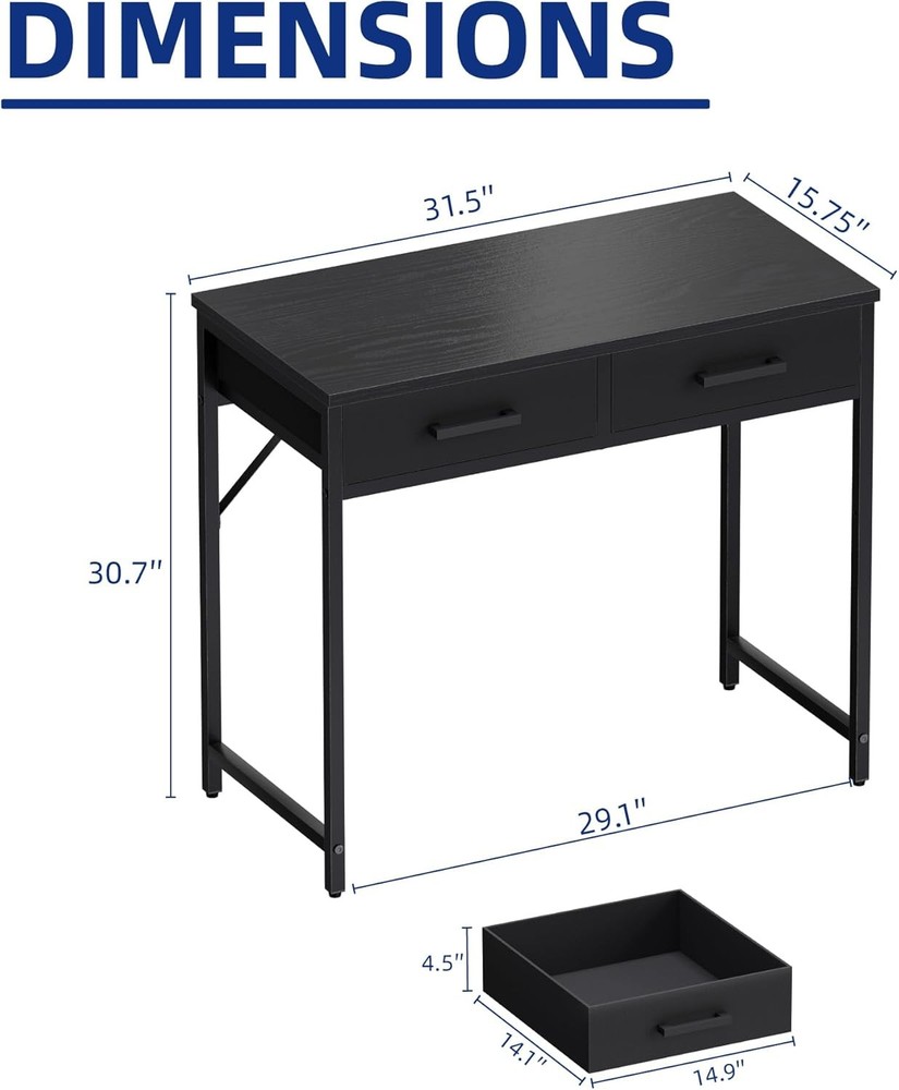 32 In Small Computer Desks W/ 2 Drawers Bedroom Study Writing Home Office Table