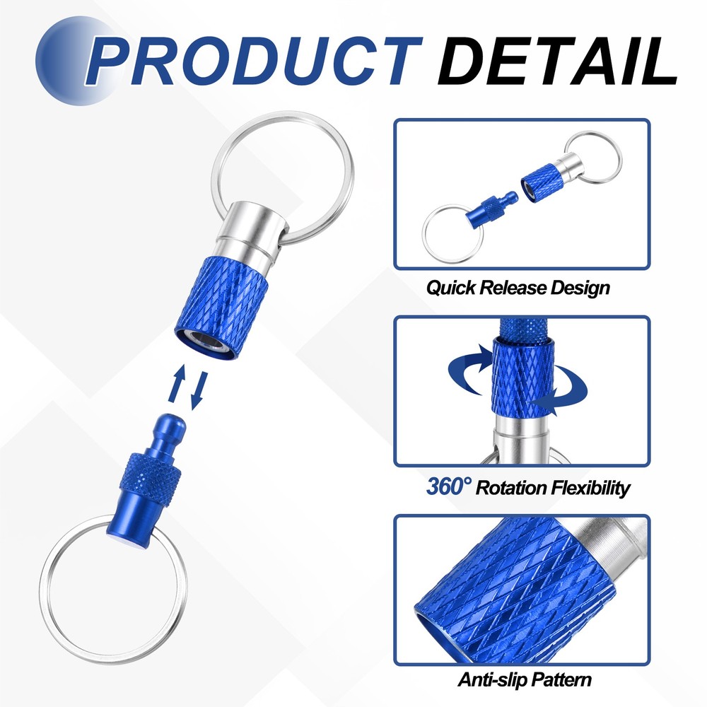 4 Pack Quick Release Keychain Pull Apart Detachable Swivel Keychain, Dark Blue