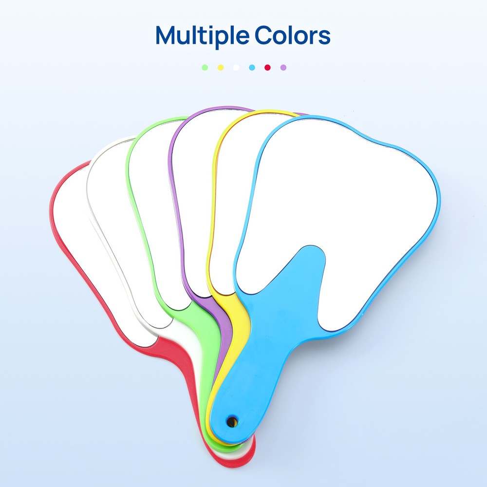 Unbreakable Dental Tooth Shaped Mirror with Handle Plastic Makeup Mirror