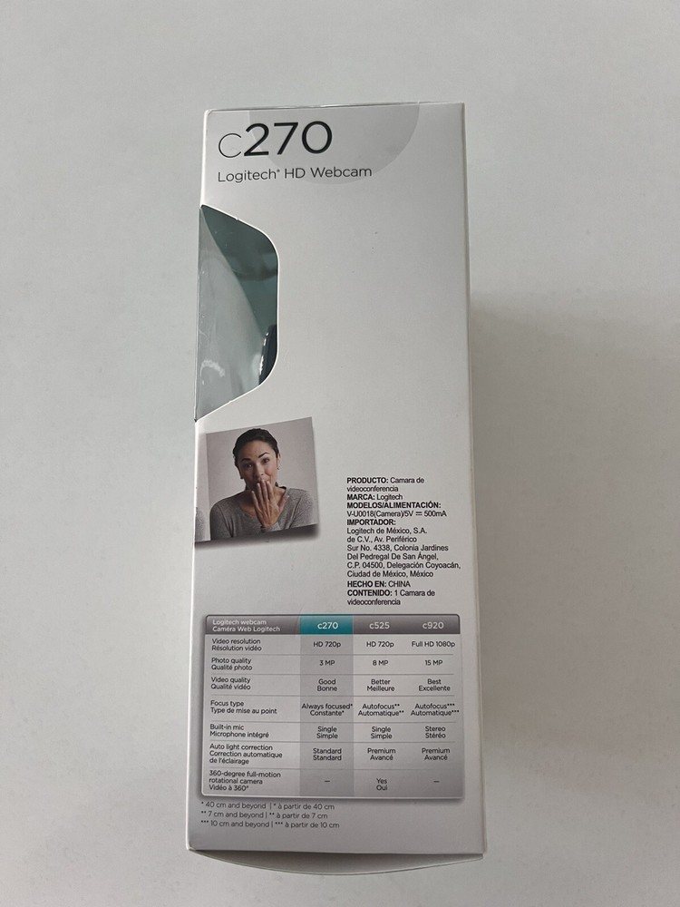 Logitech C270 HD Webcam Black Widescreen New In Box