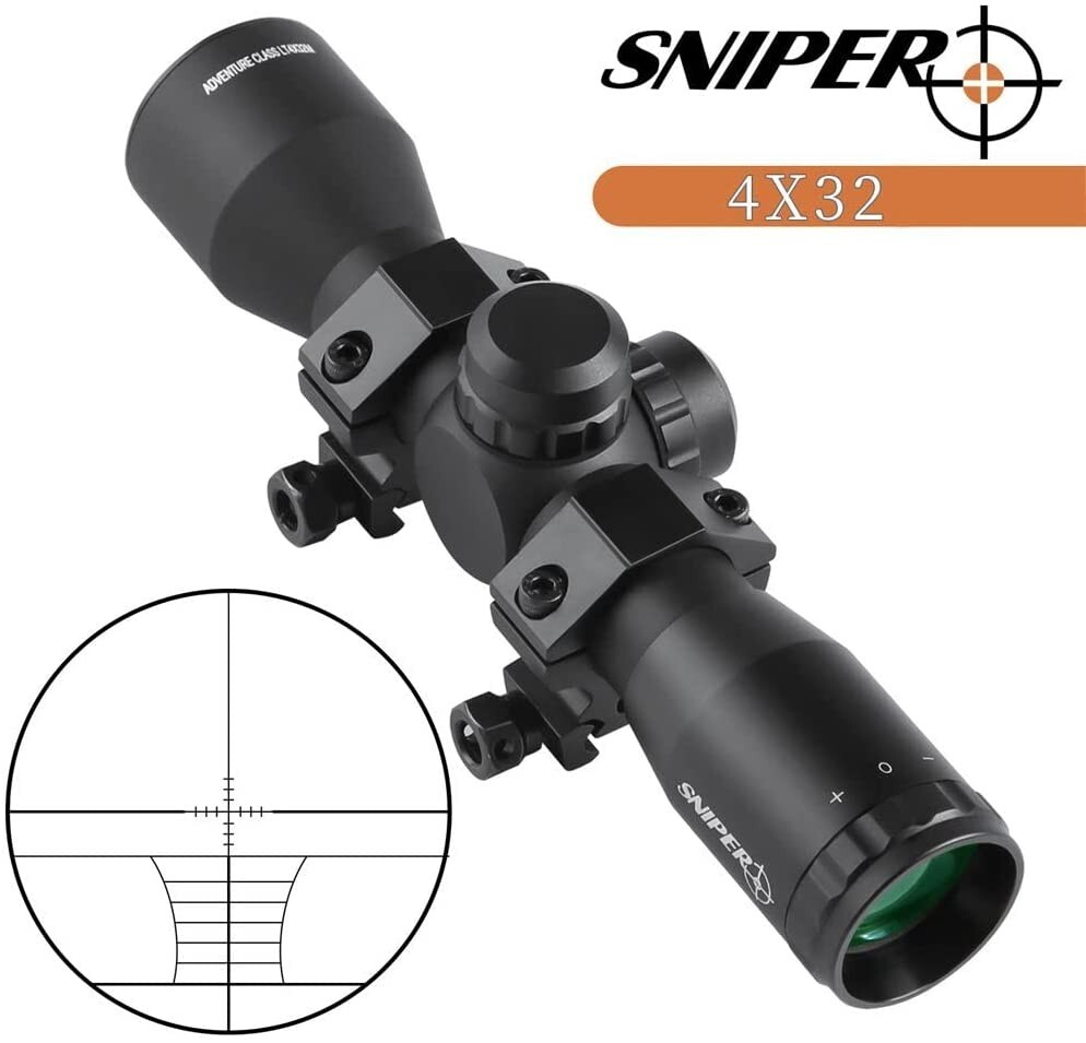 Sniper compact 4X32 Compact Scope 223/ 308/ Crossbow Scope /w Rings