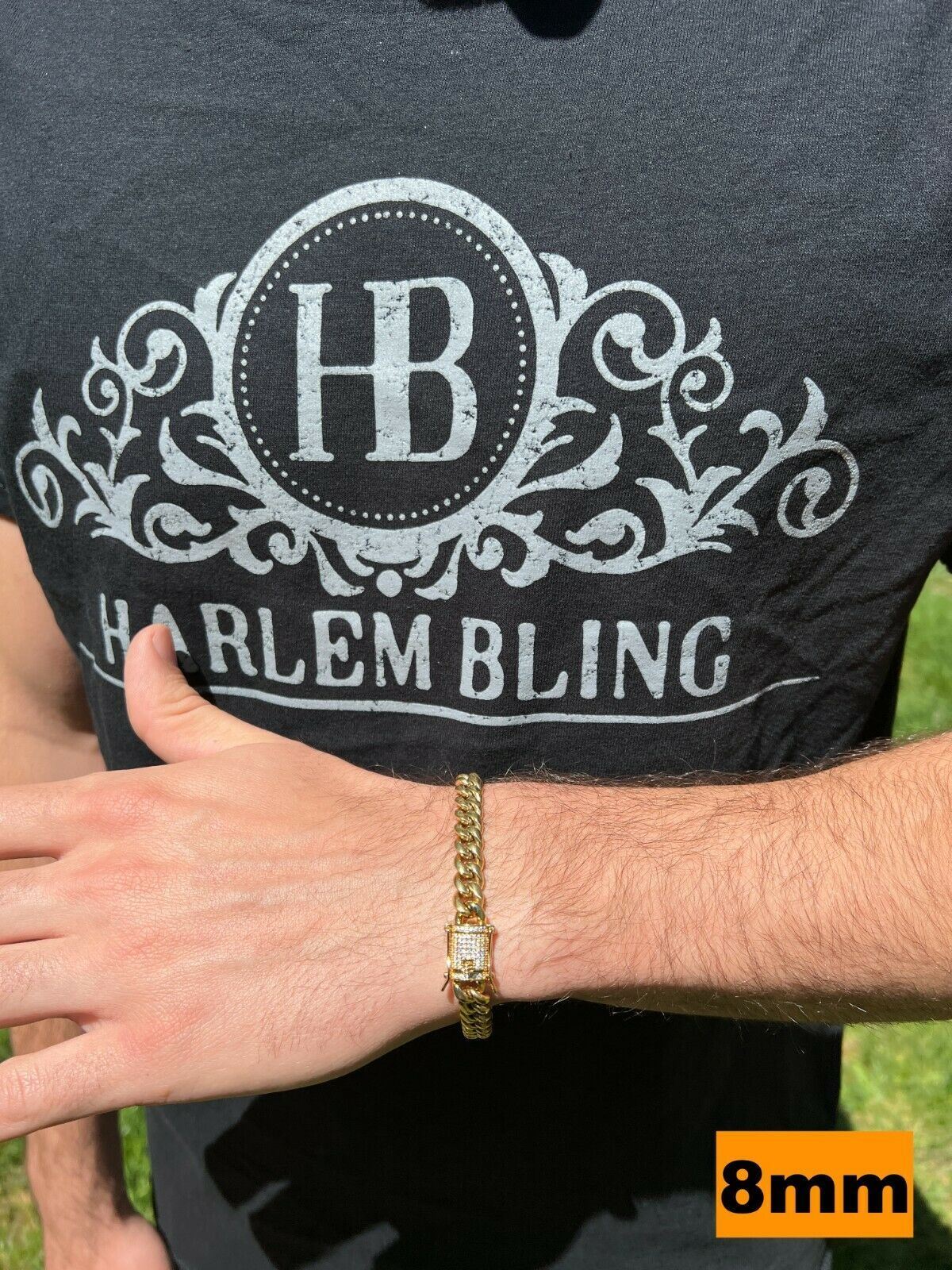 Real Miami Cuban Link Bracelet 1ct CZ Iced Clasp 14k Gold Plated Stainless Steel