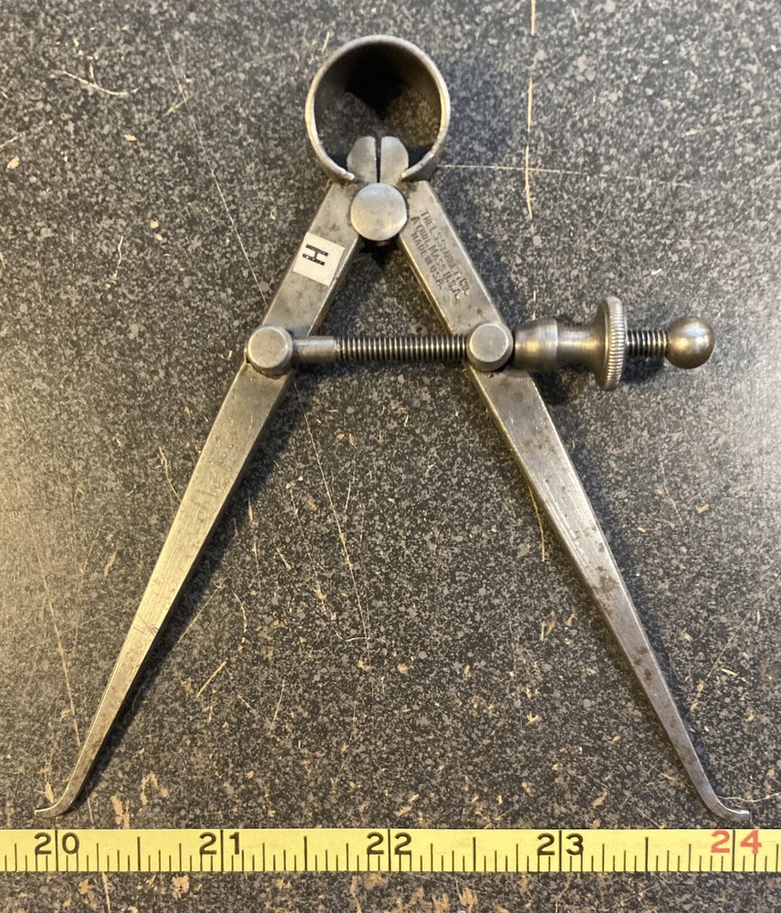 VINTAGE STARRETT FLAT LEG INSIDE CALIPER RANGE 4 INCH U.S.A