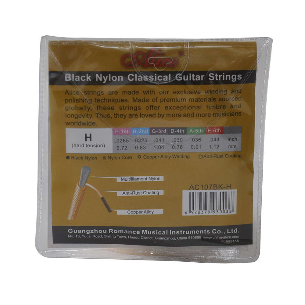 10Sets Alice Classical Guitar Strings Black Nylon Coated Copper Winding AC107BKH