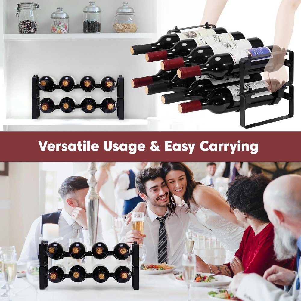 Stackable Wine Rack Countertop, Sturdy Wine Bottle Holder Freestanding for Ca...