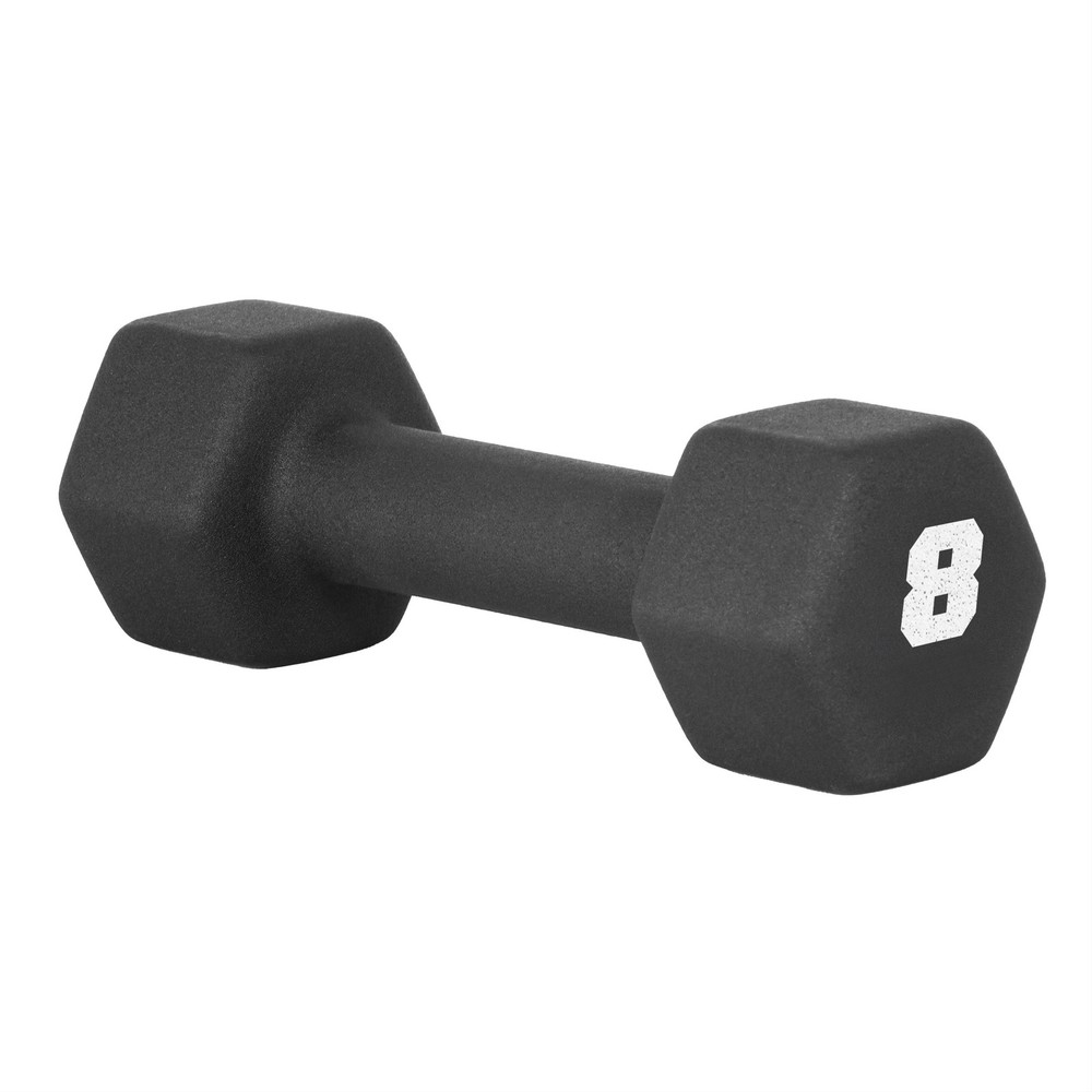 8lb Neoprene Dumbbell, Black, Single