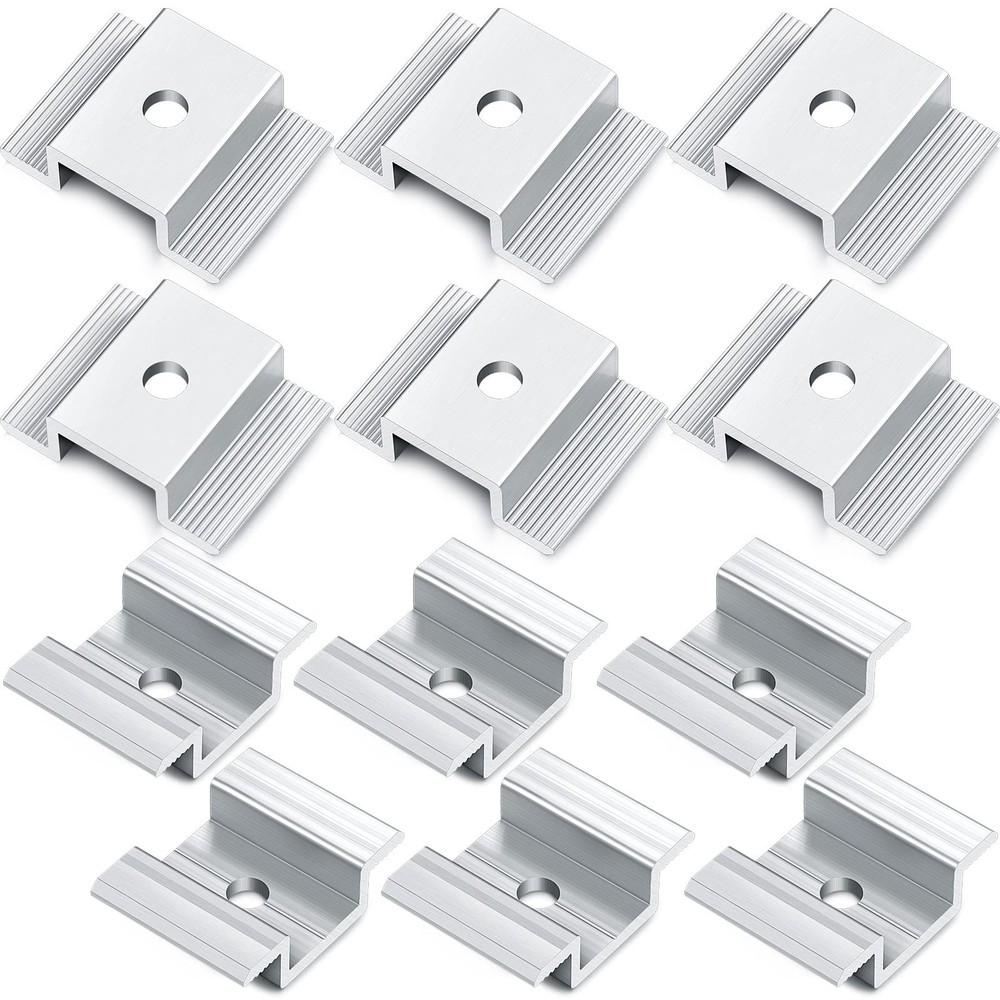 12 Pack Solar Panel Mid Clamps 1.06 Inch Bracket Aluminium Silver
