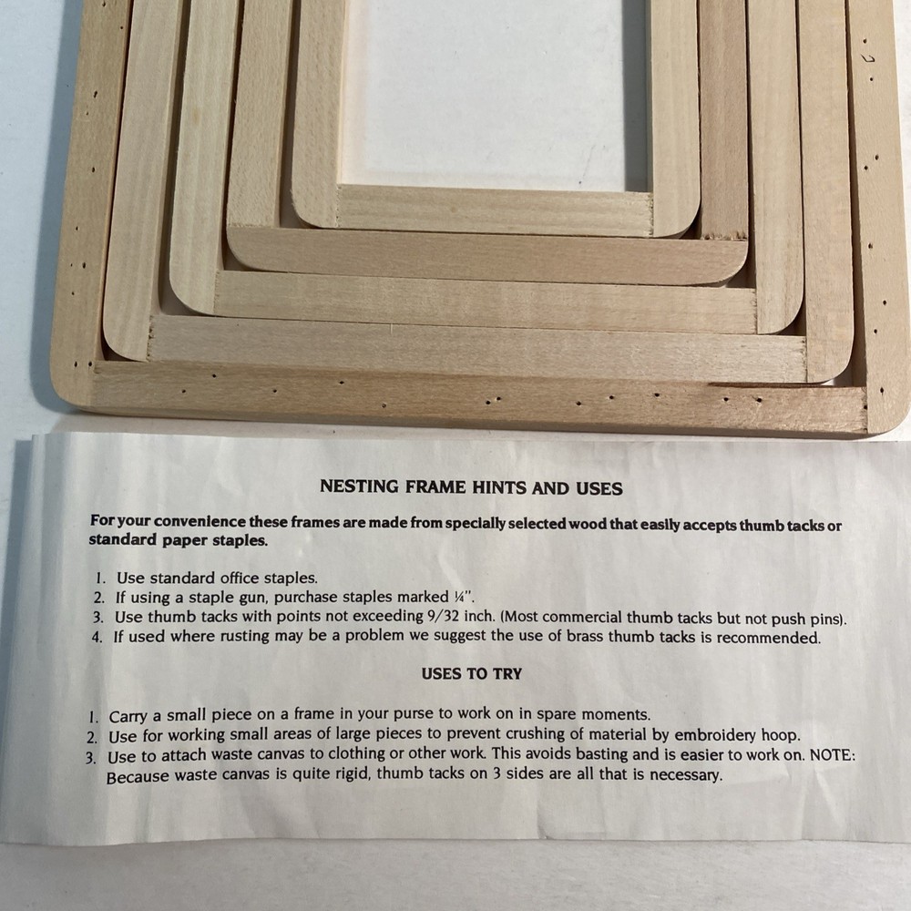 Set Of 5 Square Nesting Frames For Cross Stitch/Needlework Sizes 8 7 6 5 & 4