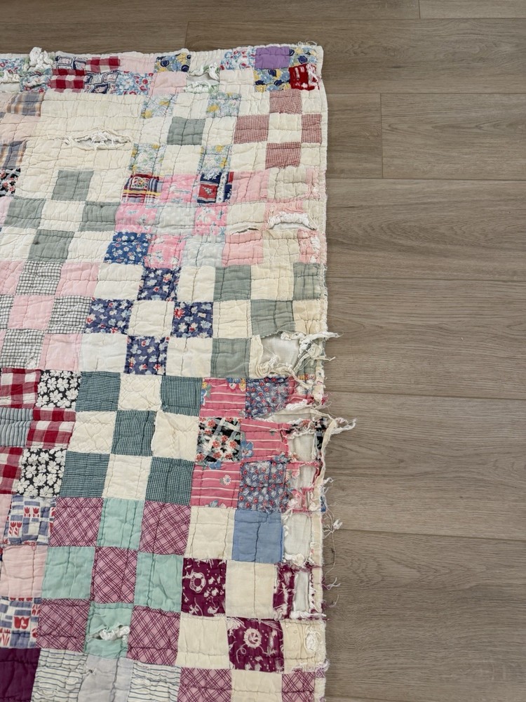 Old Vintage Patchwork Quilt 63 X 74