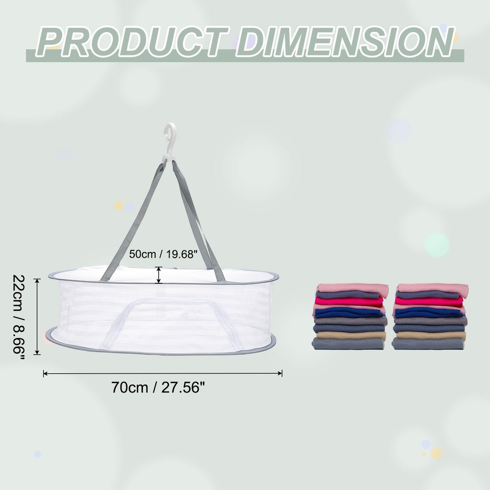 28" Herb Drying Rack Hanging 1 Layer Hanging Mesh Net with Zipper, Grey