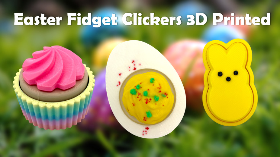 Easter Fidget Clickers 3 Pack Deviled Egg; Rainbow Cupcake; Peeps Bunny