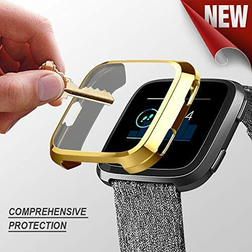Silicone Protective TPU Case with Screen Protector Frame Cover For Fitbit Versa