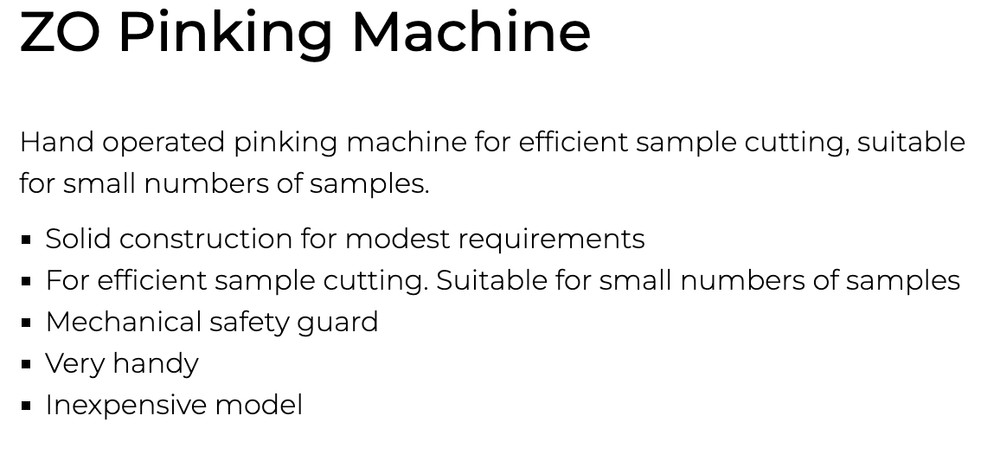 Pinking machine for fabric sample