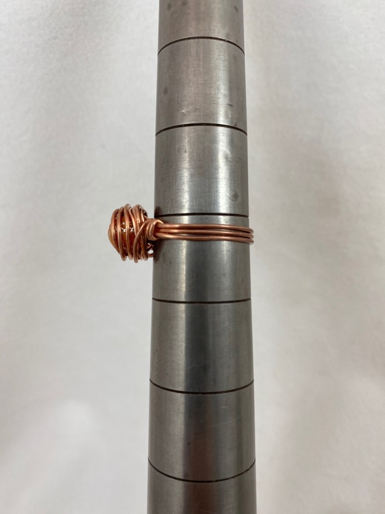 Handmade ~ Copper Wire Wrap ~ Glass Bead Ring Size 8 1/4 #232