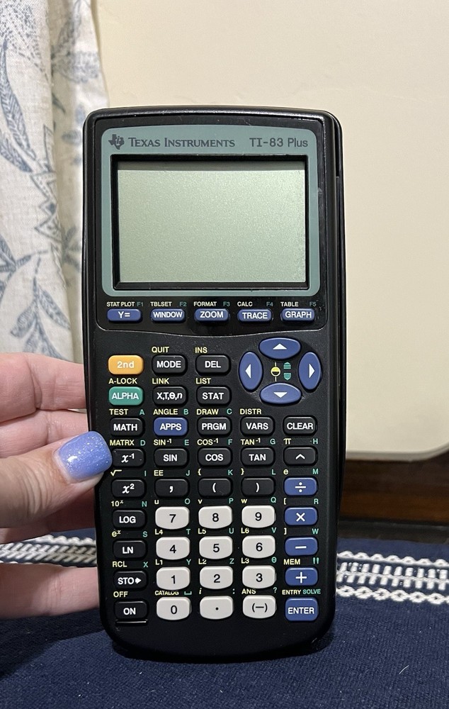 Texas Instruments TI-83 Plus Black Graphing Calculator Tested Working With Cover