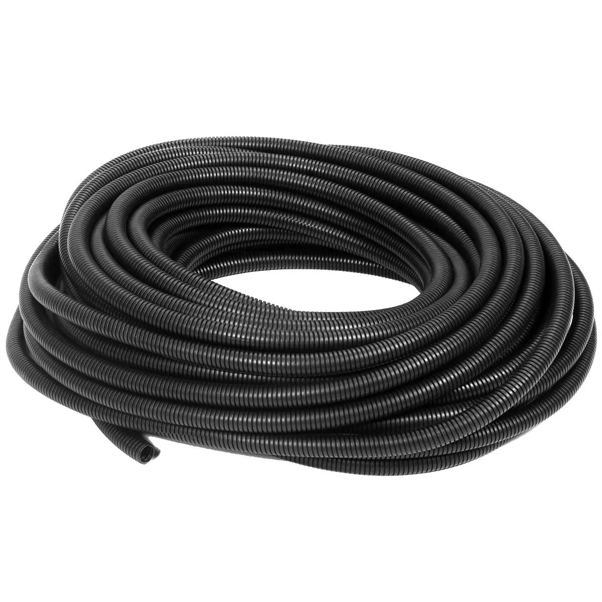Polyethylene Flexible Split Loom Tubing 3/8 Inch Diameter Coil Black - 100 FT